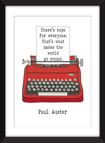 Paul Auster "Hope" Quote - Unframed Print