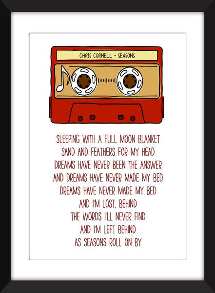 Chris Cornell (Soundgarden) Seasons Lyrics - Unframed Print