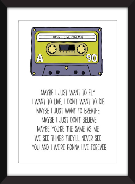 Oasis Live Forever Lyrics - Unframed Print