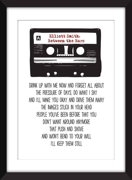 Elliott Smith Between the Bars Lyrics - Unframed Print