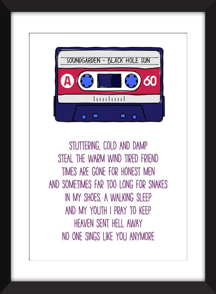 Soundgarden Black Hole Sun Lyrics - Unframed Print