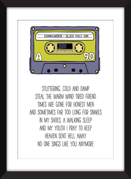 Soundgarden Black Hole Sun Lyrics - Unframed Print