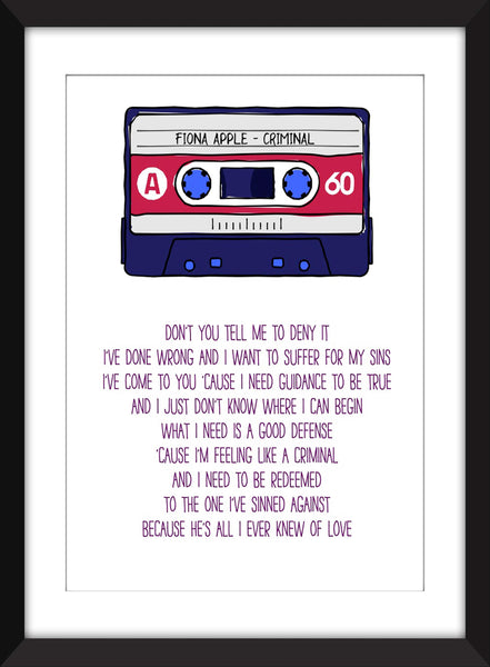 Fiona Apple Criminal Lyrics - Unframed Print