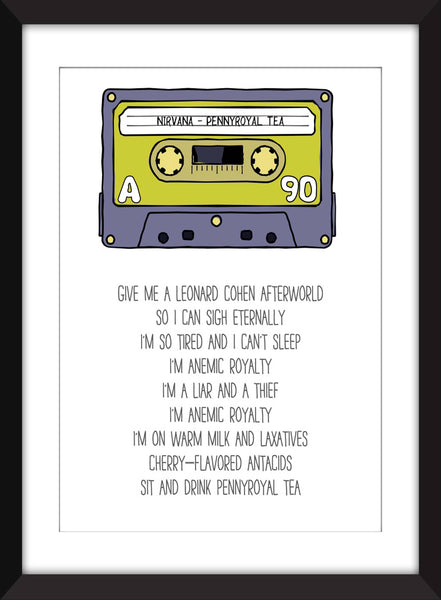 Nirvana Pennyroyal Tea Lyrics - Unframed Print