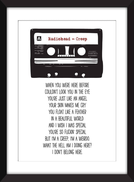Radiohead Creep Lyrics - Unframed Print