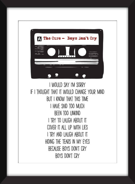 The Cure Boys Don't Cry Lyrics - Unframed Print