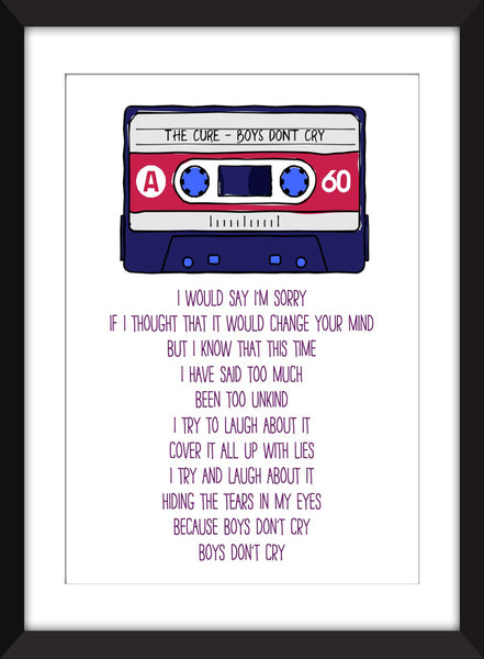 The Cure Boys Don't Cry Lyrics - Unframed Print