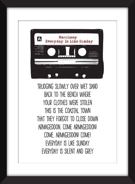 Morrissey Everyday is Like Sunday Lyrics - Unframed Print