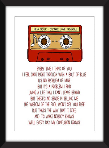 New Order Bizarre Love Triangle Lyrics - Unframed Print