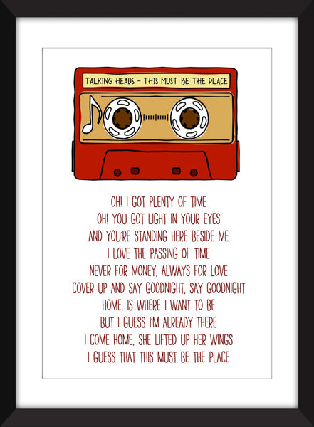 Talking Heads This Must Be The Place Lyrics - Unframed Print