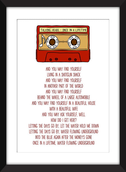 Talking Heads Once in a Lifetime Lyrics - Unframed Print