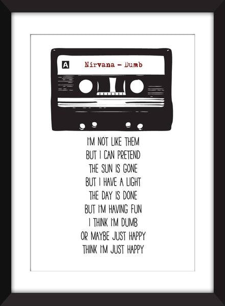 Nirvana Dumb Lyrics - Unframed Print