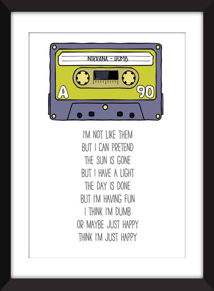 Nirvana Dumb Lyrics - Unframed Print