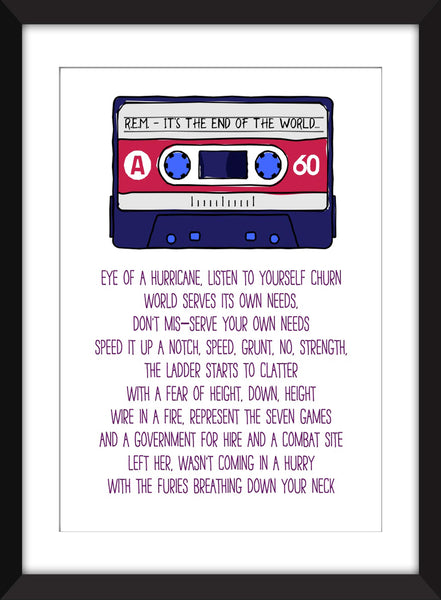 R.E.M. It's the End of the World As We Know It Lyrics - Unframed Print