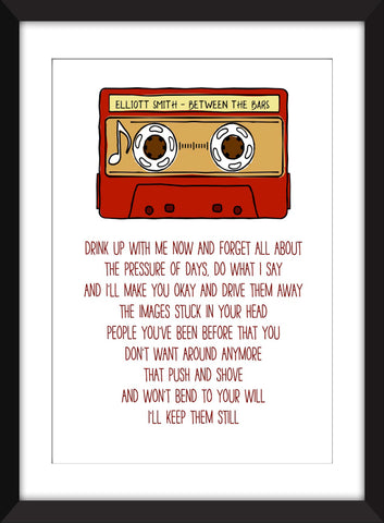 Elliott Smith Between the Bars Lyrics - Unframed Print