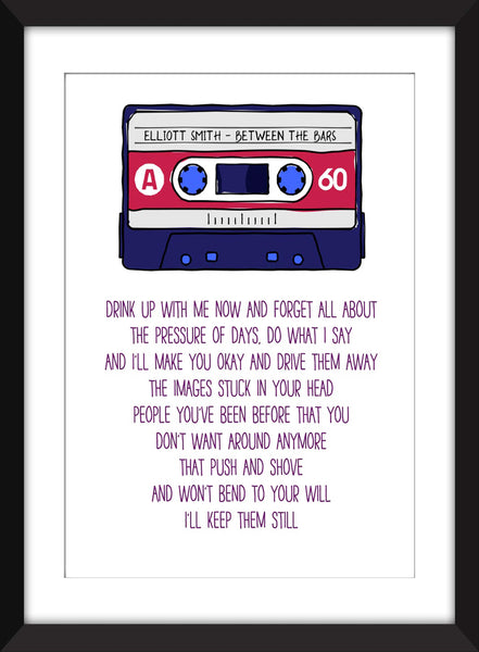 Elliott Smith Between the Bars Lyrics - Unframed Print