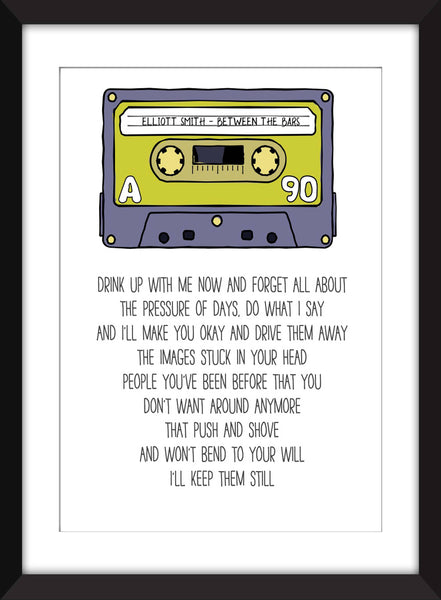 Elliott Smith Between the Bars Lyrics - Unframed Print