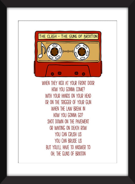 The Clash Guns of Brixton Lyrics - Unframed Print