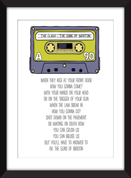 The Clash Guns of Brixton Lyrics - Unframed Print