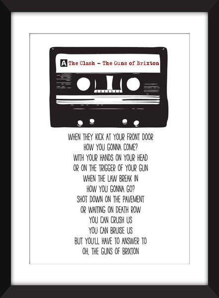 The Clash Guns of Brixton Lyrics - Unframed Print