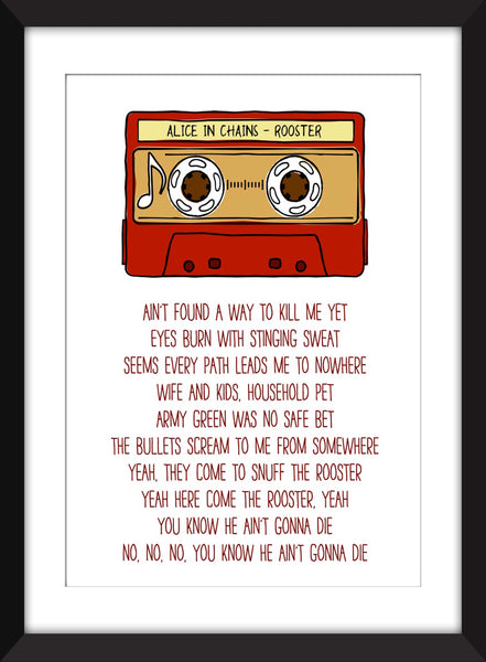 Alice in Chains Rooster Lyrics - Unframed Print
