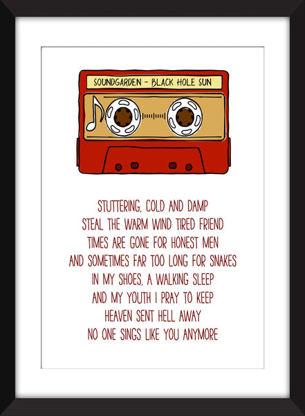 Soundgarden Black Hole Sun Lyrics - Unframed Print