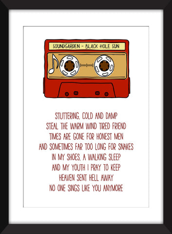 Soundgarden Black Hole Sun Lyrics - Unframed Print