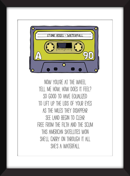 Stone Roses Waterfall Lyrics - Unframed Print