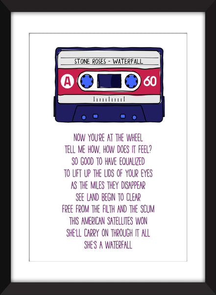 Stone Roses Waterfall Lyrics - Unframed Print