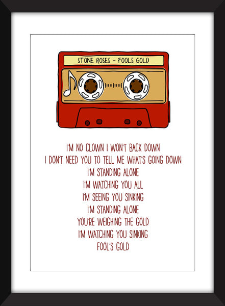 Stone Roses Fools Gold Lyrics - Unframed Print