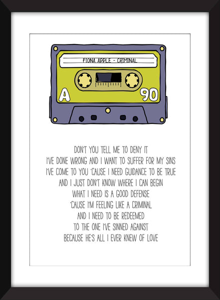 Fiona Apple Criminal Lyrics - Unframed Print