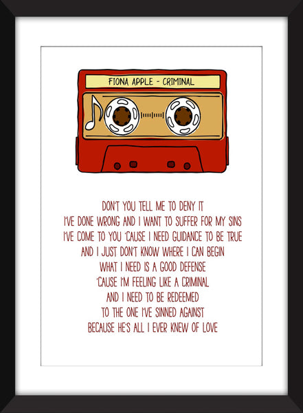 Fiona Apple Criminal Lyrics - Unframed Print