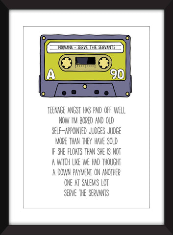 Nirvana Serve the Servants Lyrics - Unframed Print