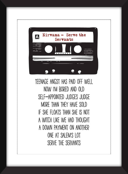 Nirvana Serve the Servants Lyrics - Unframed Print