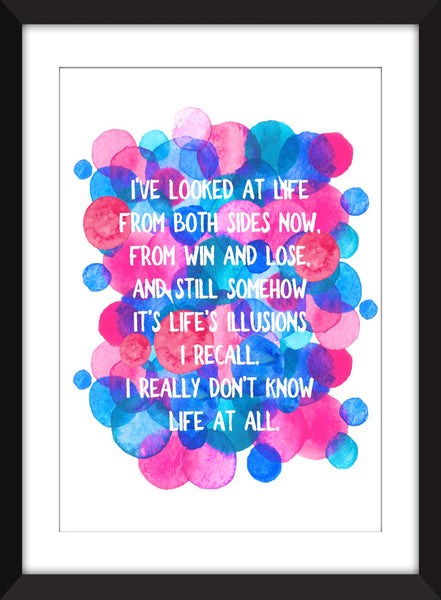 Joni Mitchell Both Sides Now Lyrics - Unframed Print