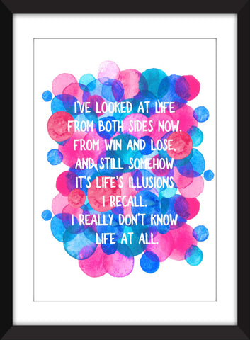 Joni Mitchell Both Sides Now Lyrics - Unframed Print