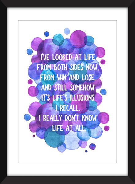 Joni Mitchell Both Sides Now Lyrics - Unframed Print