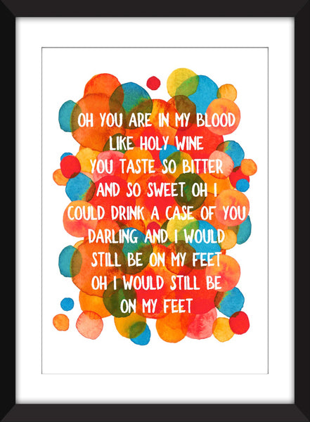 Joni Mitchell A Case of You Lyrics - Unframed Print