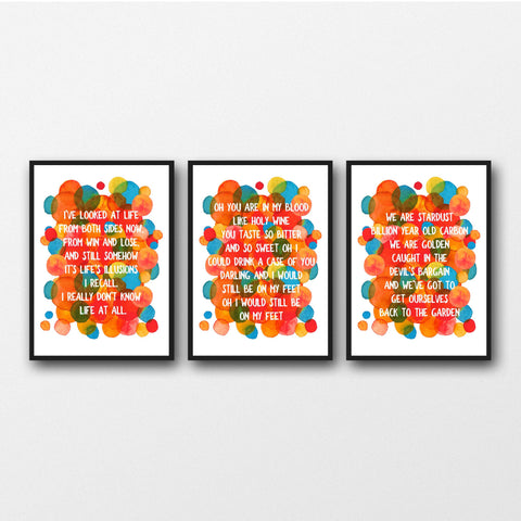 Set of 3 Joni Mitchell Lyrics - Unframed Prints