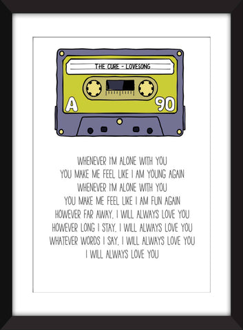 The Cure Lovesong Lyrics - Unframed Print