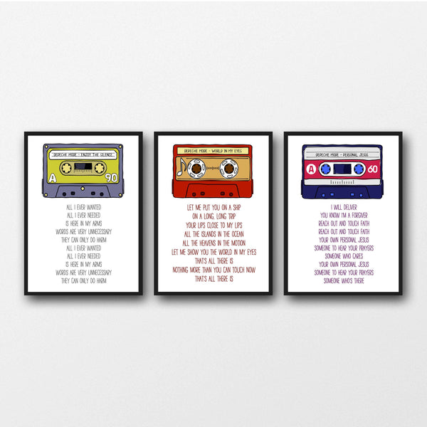 Set of 3 Depeche Mode Violator Lyrics - Unframed Prints