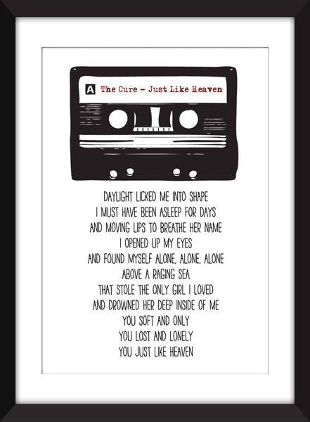 The Cure Just Like Heaven Lyrics - Unframed Print