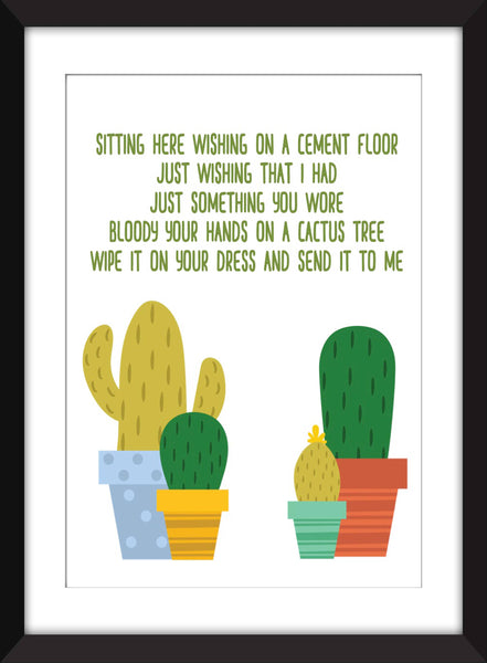 Pixies Cactus Lyrics - Unframed Print