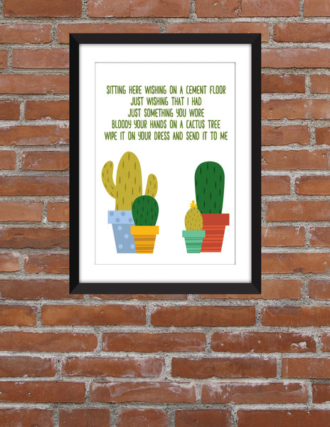 Pixies Cactus Lyrics - Unframed Print