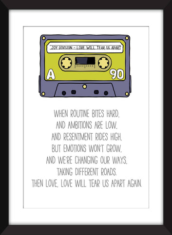 Joy Division Love Will Tear Us Apart Lyrics - Unframed Print