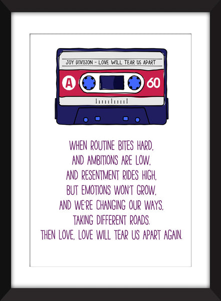 Joy Division Love Will Tear Us Apart Lyrics - Unframed Print