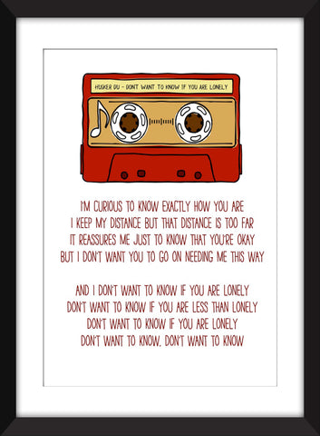 Husker Du Don't Want to Know If You Are Lonely Lyrics - Unframed Print