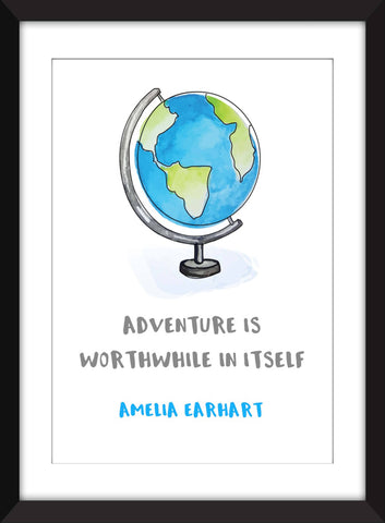 Amelia Earhart "Adventure is Worthwhile in Itself" Quote Unframed Print