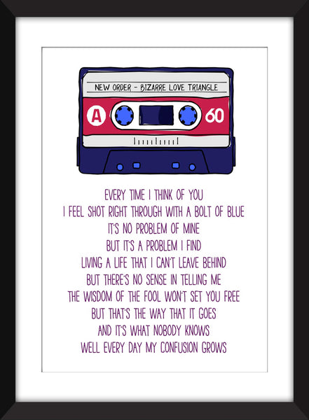 New Order Bizarre Love Triangle Lyrics - Unframed Print