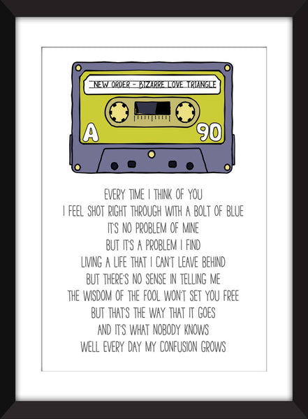 New Order Bizarre Love Triangle Lyrics - Unframed Print